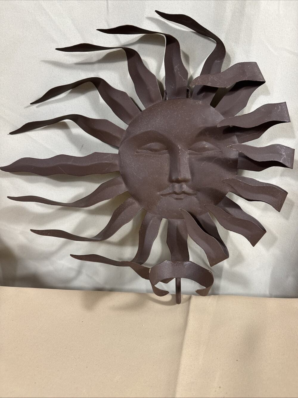 Celestial Sun Face Metal Wall Sconce Candle Holder 14” Whimsigoth Boho Decor